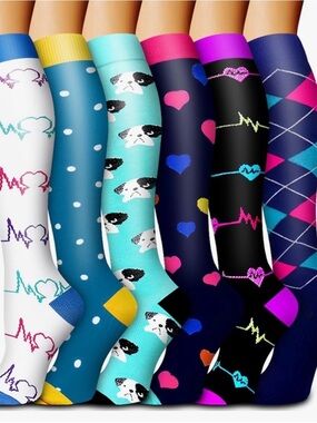 Bluemaple 6 Pack Copper Compression Socks for Women & Men Circulation A+ Support